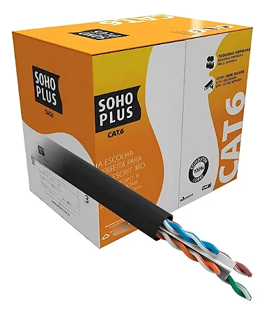 Cabo De Rede Utp Cat6 Preto Furukawa Sohoplus Caixa 305 Mt