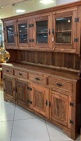 Armário de cozinha em madeira de demolição mista - Mafuá Móveis Rústicos