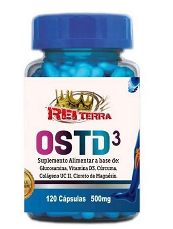 OSTD3 (Glucosamina, Vitamina D3, Cúrcuma, Colágeno UC II, Cloreto de Magnésio 500 mg 120 caps - Rei Terra