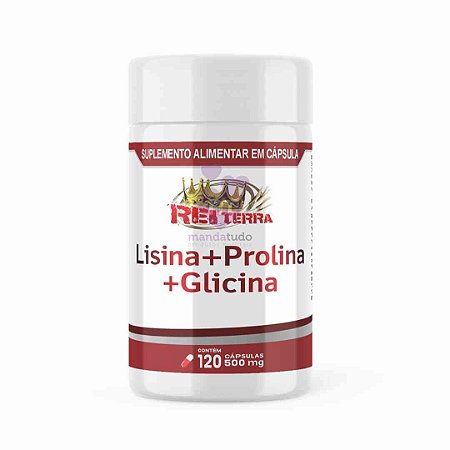 Lisina, Prolina e Glicina 500 mg 120 caps - Rei Terra