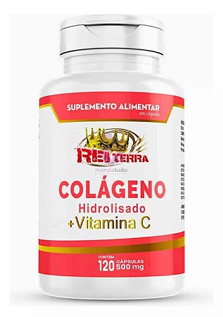 Colágeno Hidrolisado c/ Vitamina C 500 mg 120 caps - Rei Terra