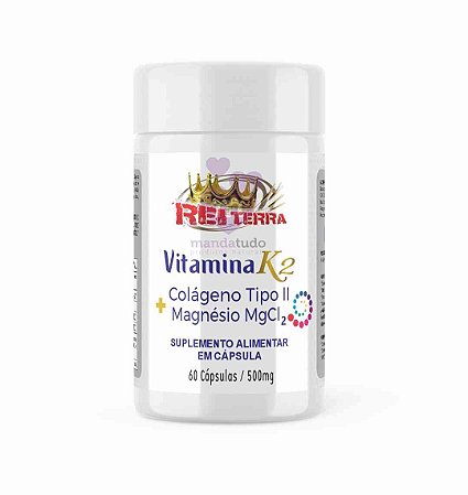 Vitamina K2, Colágeno Tipo 2 e Cloreto 500 mg 60 caps - Rei Terra