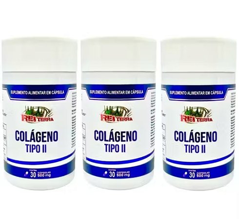 Kit 3 Colágeno Tipo II 500 mg 30 caps - Rei Terra