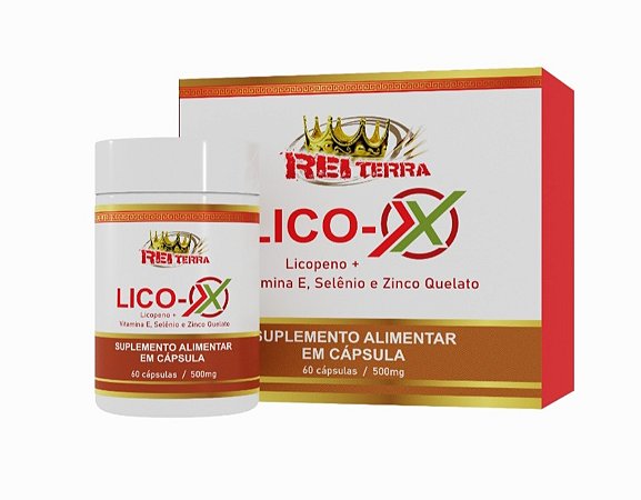 Lico X Licopeno, Vitamina E, Selênio, Zinco Quelato 500 mg 60 caps - Rei Terra