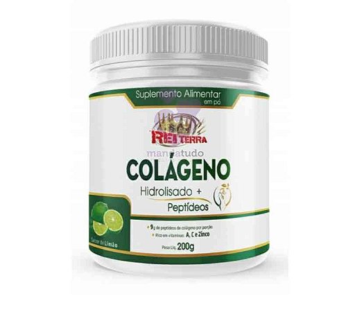 Colágeno Hidrolisado em Pó Sabor Limão 200g - Rei Terra