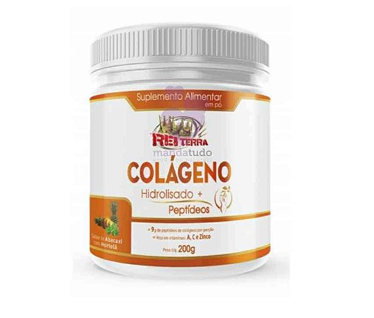 Colágeno Hidrolisado em Pó Sabor Abacaxi com Hortelã 200g - Rei Terra