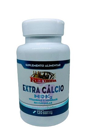 Extra Cálcio MDK2(Cálcio, Magnésio, Vitamina D e Vitamina K2) 500 mg 120 caps - Rei Terra