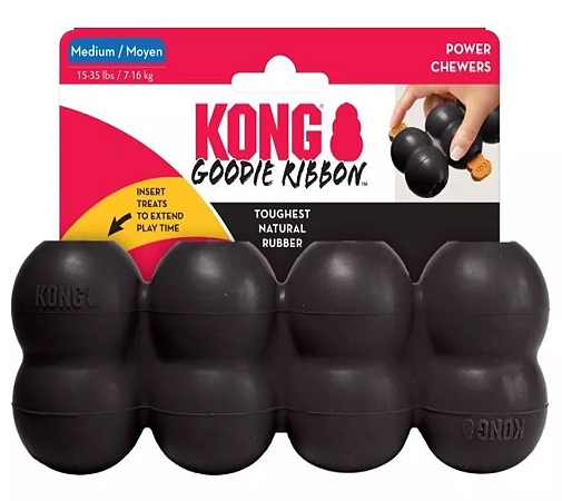 Brinquedo médio Kong Extreme Goodie Ribbon - para cães, cor preta