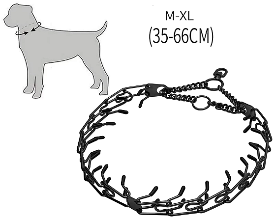 Coleira Prong aço inoxidável Black