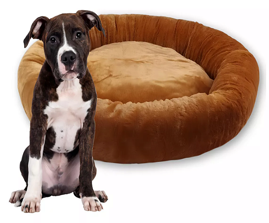 Caminha Pet Ninho Redonda Pelúcia Para Cachorros E Gatos Gg Cor Mel