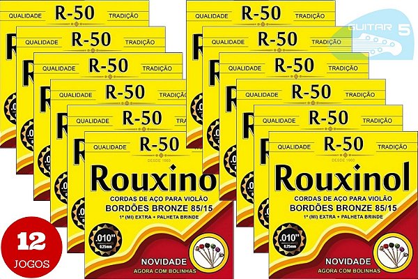 Jogo De Cordas Violão Rouxinol R50 Aço Bronze C/ Bolinha