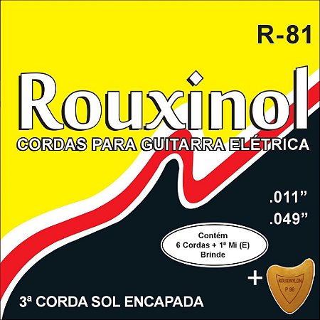 Jogo De Cordas Para Guitarra 011 049 Rouxinol R81 (3ª Sol Encapada)