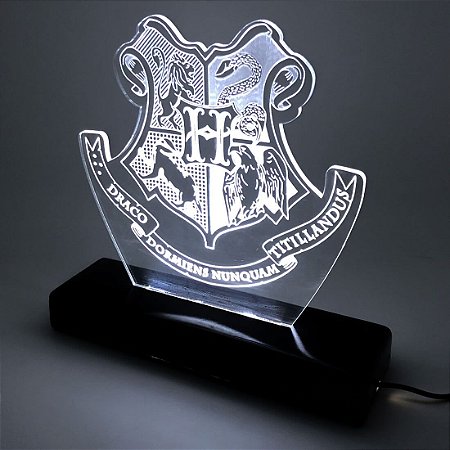 Luminária Acrílico Brasão Hogwarts - Harry Potter