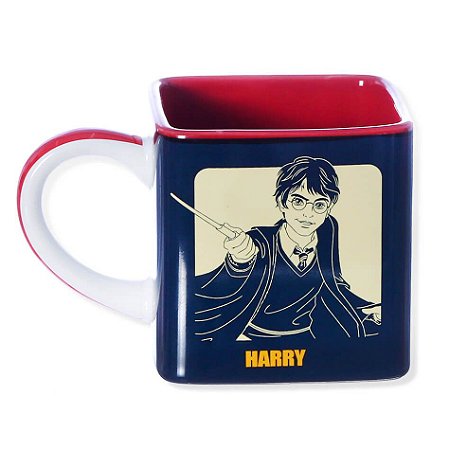 Caneca Quadrada Harry, Ron e Hermione