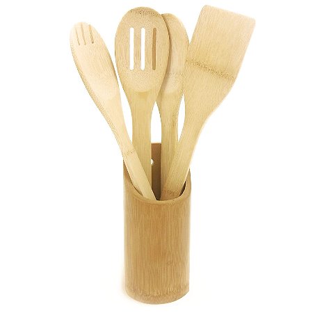 Kit Utensílios de Cozinha 5 pçs - Bambu