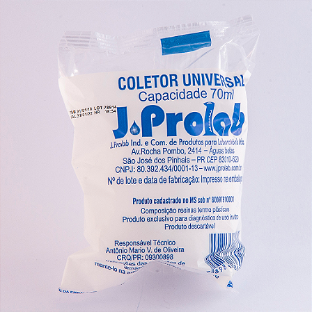 COLETOR 70ML PP BCO LEITOSO T BCA COM PA EMB IND JP - JPROLAB
