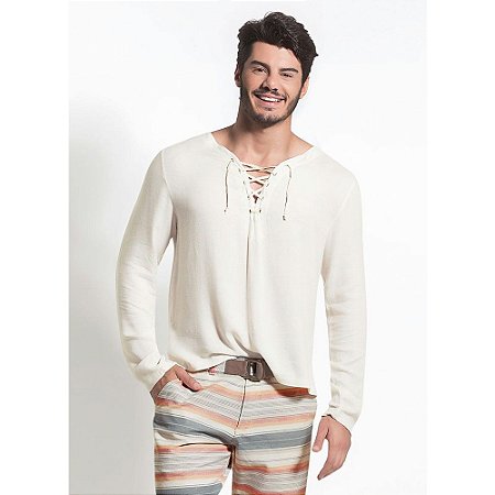 Camisa com Detalhe de Amarração Bege