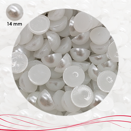 Meia Pérola ABS Sem Furo 14mm 50 unidades