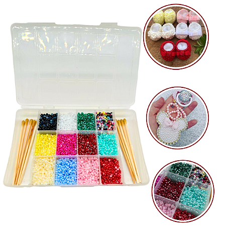Kit Artesanato Iniciante Meia Pérola 4mm Atacado Completo