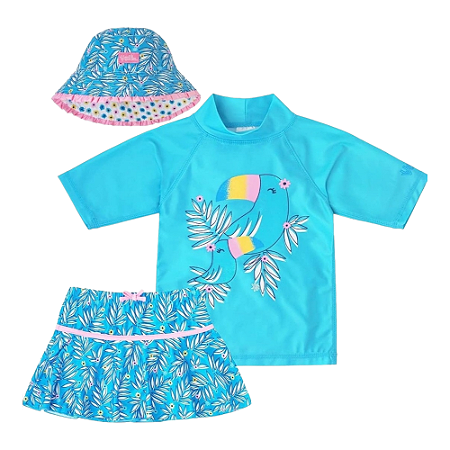 Conjunto 3pç Infantil Menina Praia UPF50+ UV Skinz - Vianna's