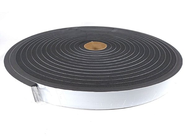 Fita Vedação Espuma EPDM Preto Adesivo 1 Lado - 10mm x 30mm x 10m
