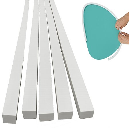 Fita Eva Branco Autocolante 2cm X Larg 2cm X 1m - Kit 5 Tiras