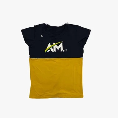 Camiseta AM Fit Dry Fit - Tradicional - Preto com Amarelo - AM Fit