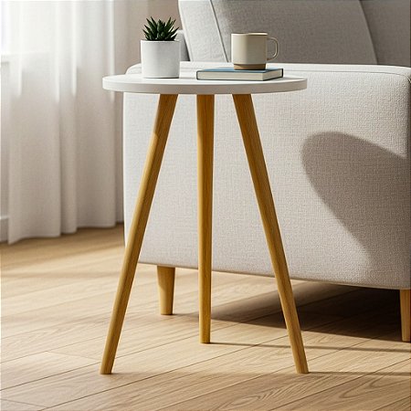 Mesa De Canto Redonda 35cm - Branco