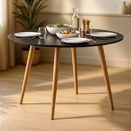Mesa Redonda Sofia 90cm - Preto