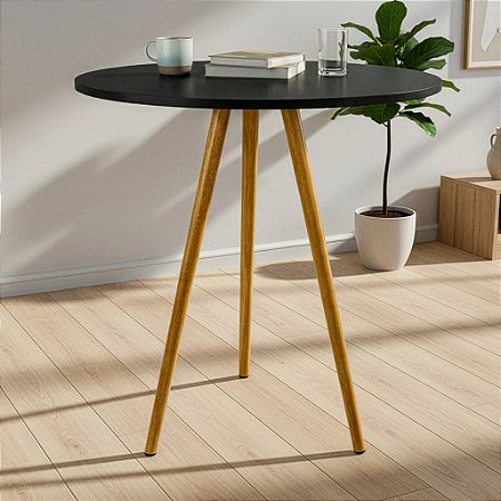 Mesa Redonda Tripé 80cm - Preto
