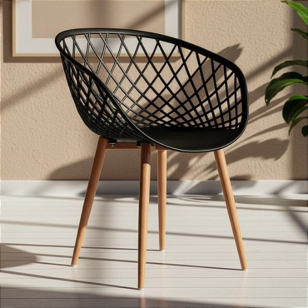 Cadeira Clarice Base em Metal - Cor Preta