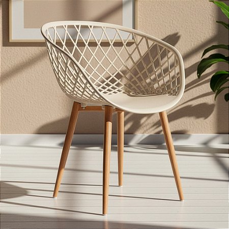 Cadeira Clarice Base em Metal - Cor Nude