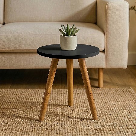 Mesa de Canto Redonda 30x35cm - Preto