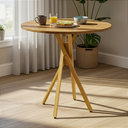 Mesa Redonda Bistrô 70cm - Louro Freijó