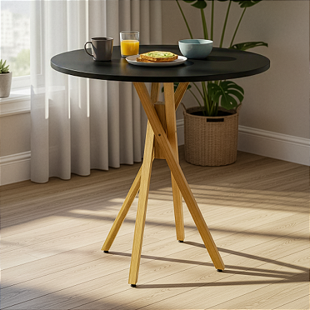Mesa Redonda Bistrô 80cm - Preto