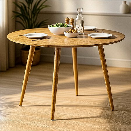 Mesa Redonda Sofia 90cm - Louro Freijó