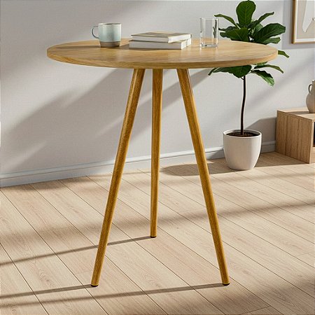 Mesa Redonda Tripé 70cm - Louro Freijó