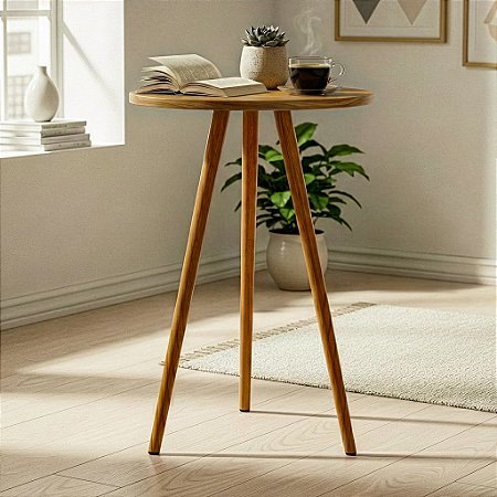 Mesa Redonda Tripé 60cm - Louro Freijó