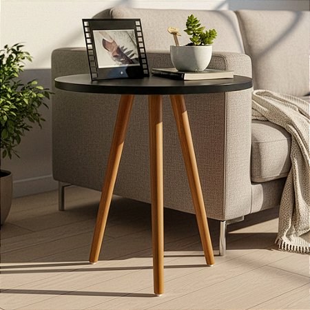 Mesa Redonda Tripé 50cm - Preto