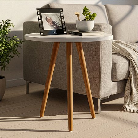 Mesa Redonda Tripé 50cm - Branco
