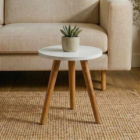 Mesa de Canto Redonda 30x35cm - Branco