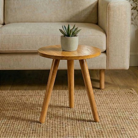 Mesa de Canto Redonda 30x35cm - Louro Freijó