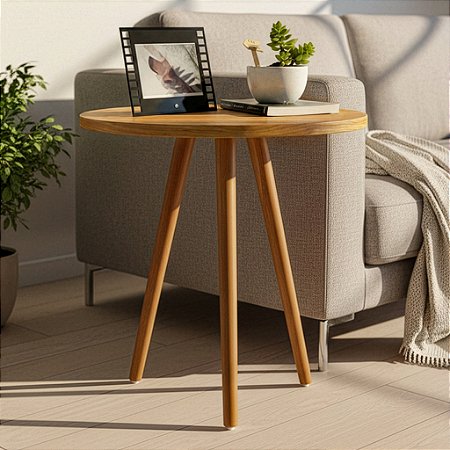 Mesa Redonda Tripé 50cm - Louro Freijó