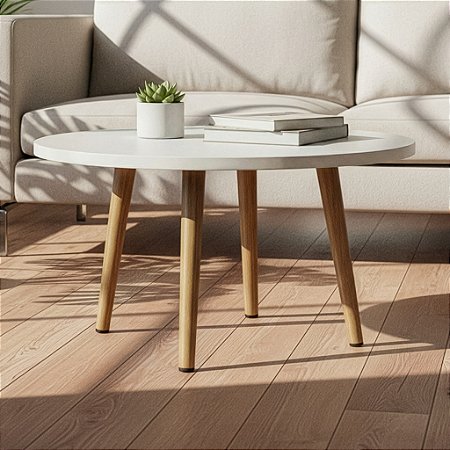 Mesa De Centro Redonda 60cm - Branco