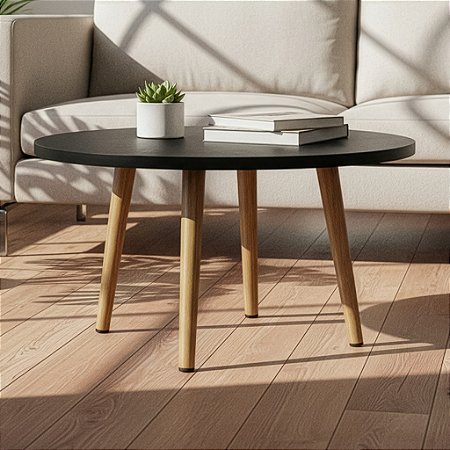 Mesa De Centro Redonda 60cm - Preto