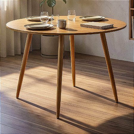 Mesa Redonda Sofia 80cm - Louro Freijó