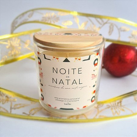 Vela aromática pêssego e champagne 170g noite natal|bemthivi