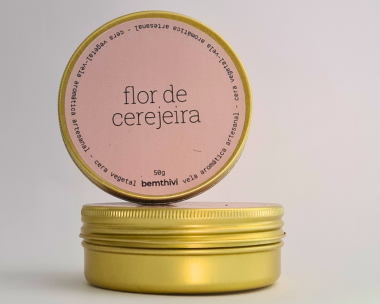 Vela aromática flor de cerejeira 50g pocket | bemthivi