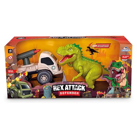 Dinossauro T-Rex Attack Brinquedo Soldado E Jaula Brinquedo