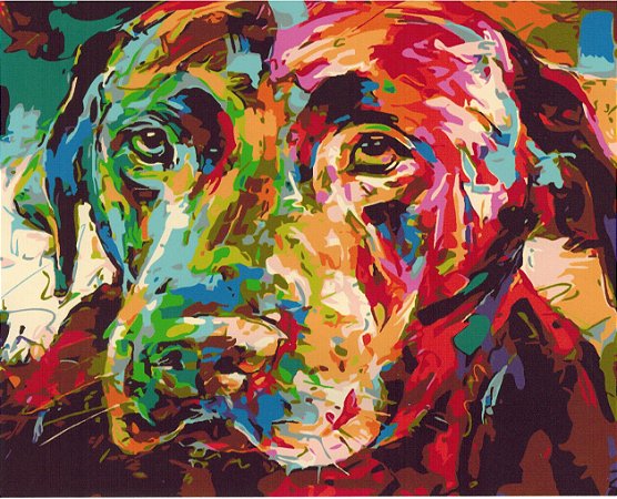 Pintura Numerada Cachorro Psicodélico Tecido Pincéis e Tintas X5282